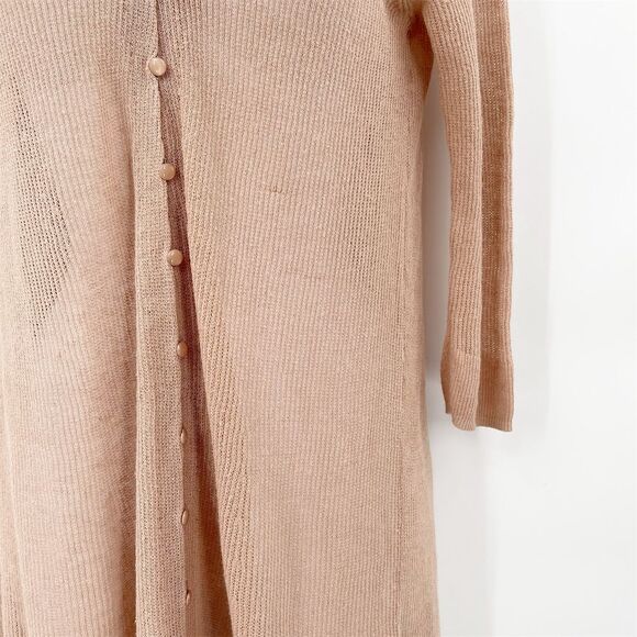 Snidel Sheer Long Duster Cardigan One Size V-Neck Button Front Linen Blend Knit - Picture 3 of 10